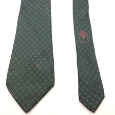 Excellent Used Gucci Tie Green Pattern Logo Dress Tie