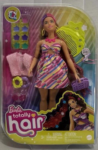 Barbie Totally Hair Doll, Flower-Themed Fantasy Hair & 15 Styling Accessories