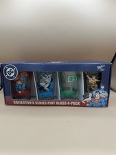 DC COMICS COLLECTOR'S SERIES PINT GLASS 4- PACK BATMAN SUPERMAN LANTERN WONDER