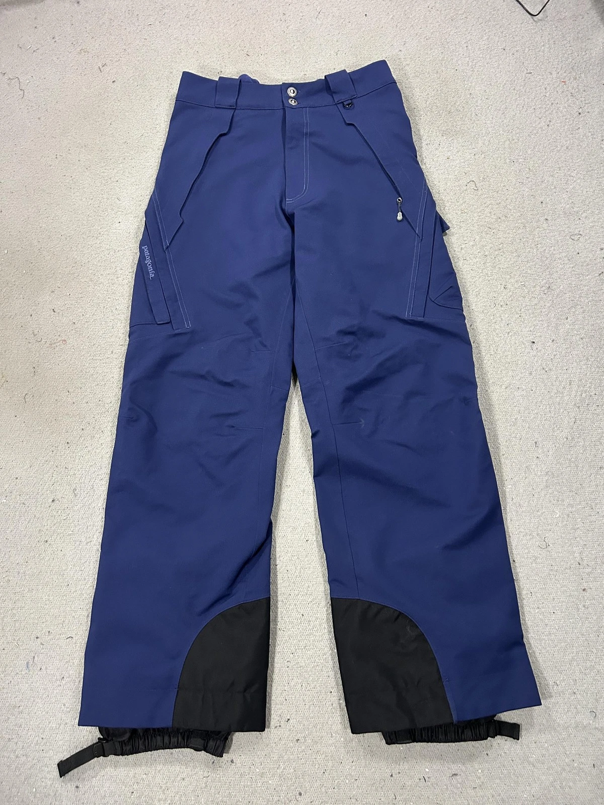 Patagonia Snow Pants Mens 34 Blue Softshell Ski Fleece Lined Zip Pockets