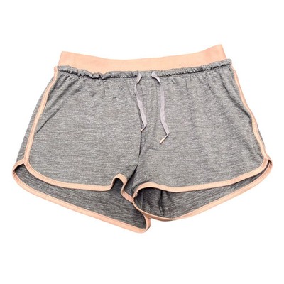 Active Trainingsshorts Damen M grau meliert Dry-Tek Sommer Yoga Tanz Kordelzug