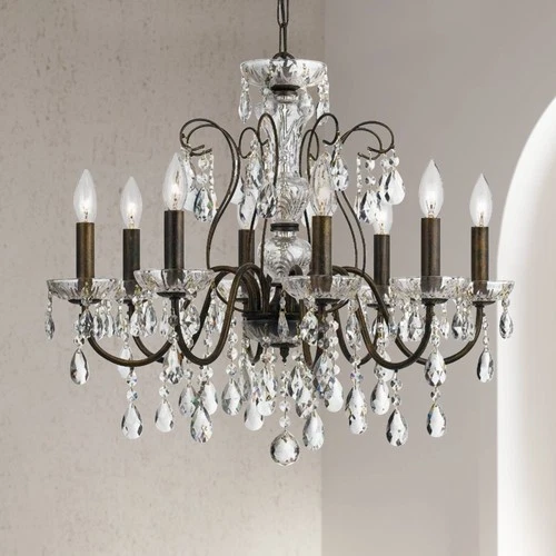 Crystorama Butler 25 1/2" W English Bronze 8-Light Crystal Chandelier - Picture 1 of 8