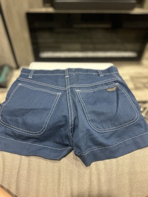 Dee Cee Blue Denim White Stitching  Cotton Shorts 27 Waist Women s Hippie Boho