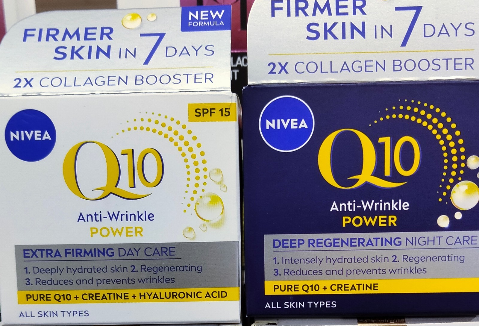 NIVEA Q10 Antiarrugas Power Día FPS 15 + Juego de Crema de Noche 50 ml cada uno × 2 piezas. 50 ml
