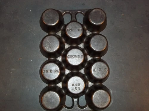 Griswold Cast Iron # 10 948 U.S.N. Muffin Pan Navy