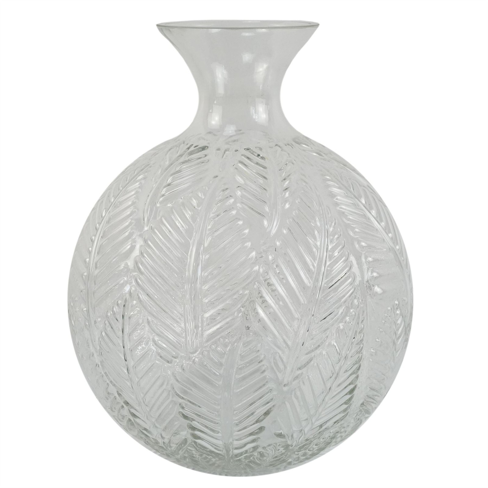 Bottle Vase 26cm Glass Fern Print Practical Everyday Use Clear White - Image 2