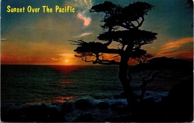 Sunset Over The Pacific Postcard Central California Coast Bell Magazine Vintage