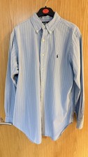 Ralph Lauren Classic Fit Dress Shirt Men 15 1/2 32/33 Blue Striped Button Down
