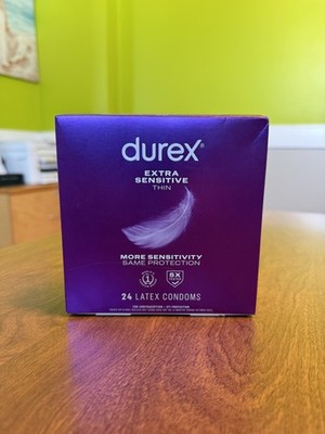 Durex Extra Sensitive Thin Condoms 24 Count Latex Lubricated More Sensitivity