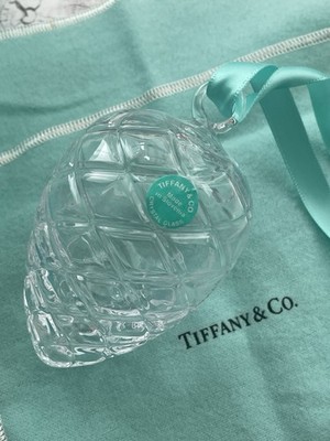 Tiffany Ornament Pinecone Christmas Holiday Crystal with Box