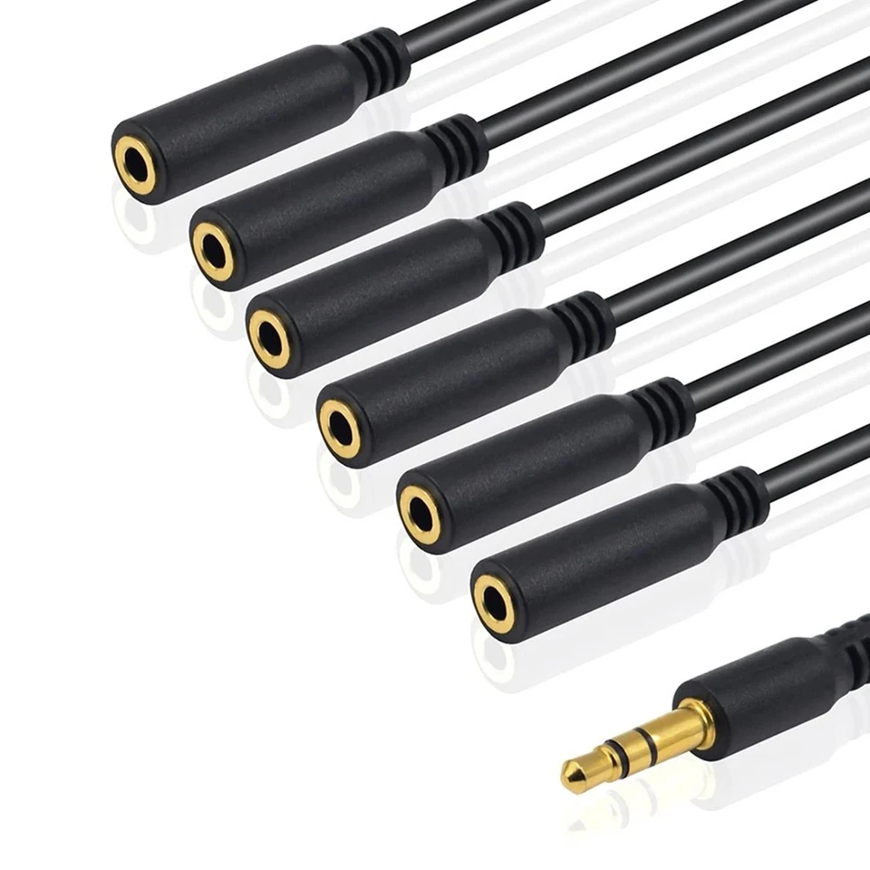 3.5mm TRS Male to 6-Port 3.5 Female Jack Headphone Splitter Cable Stereo4401 - Image 3 of 4