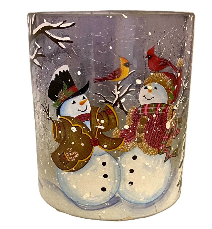 Yankee Candle Snow Couple Christmas Votive Candle Holder - Free Ship