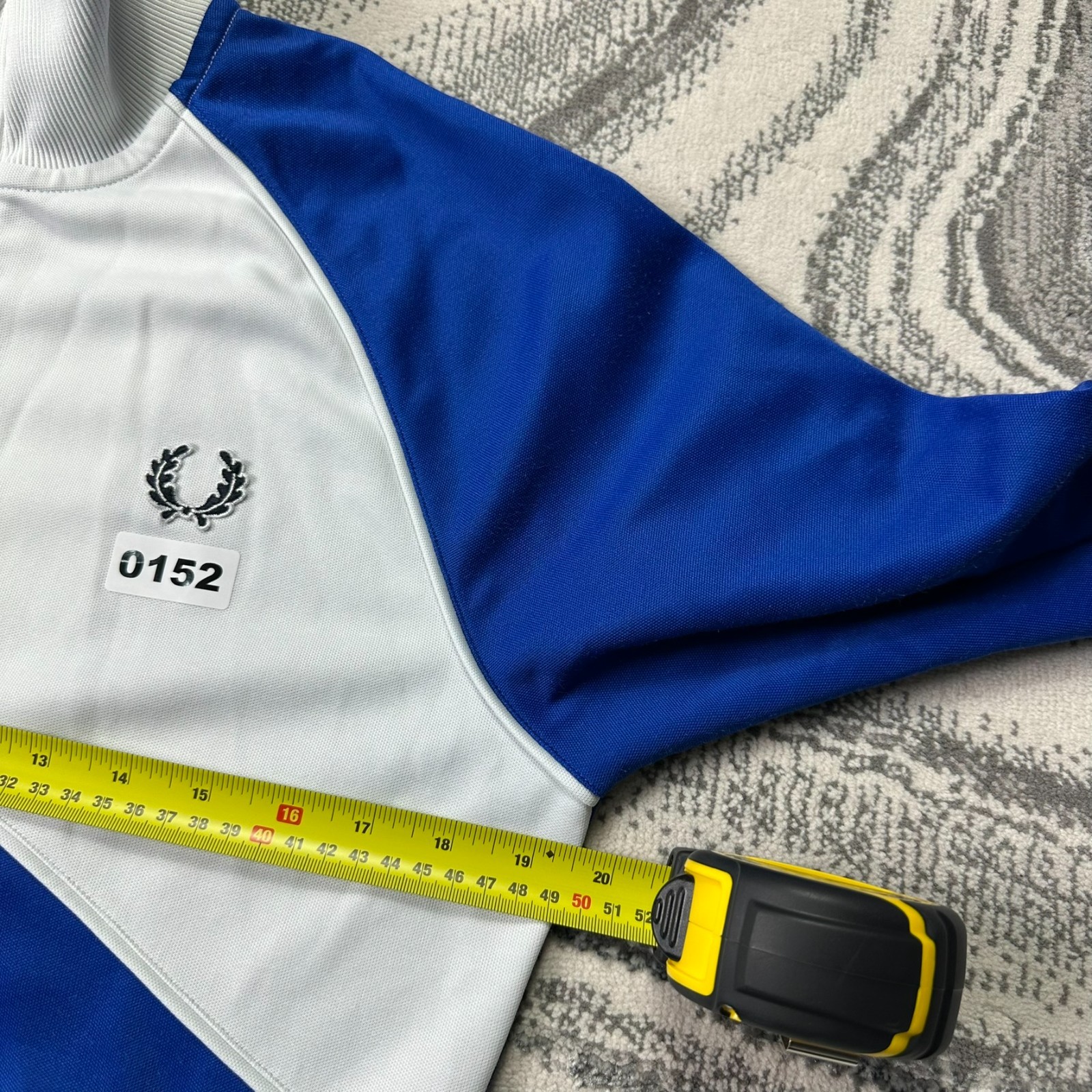 VTG Fred Perry Full Zip Size Small Blue White Funnel Neck Tracksuit Track Jacket image 5