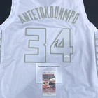 Giannis Antetokounmpo Milwaukee Bucks #34 Signed Basketball Jersey JSA Auth