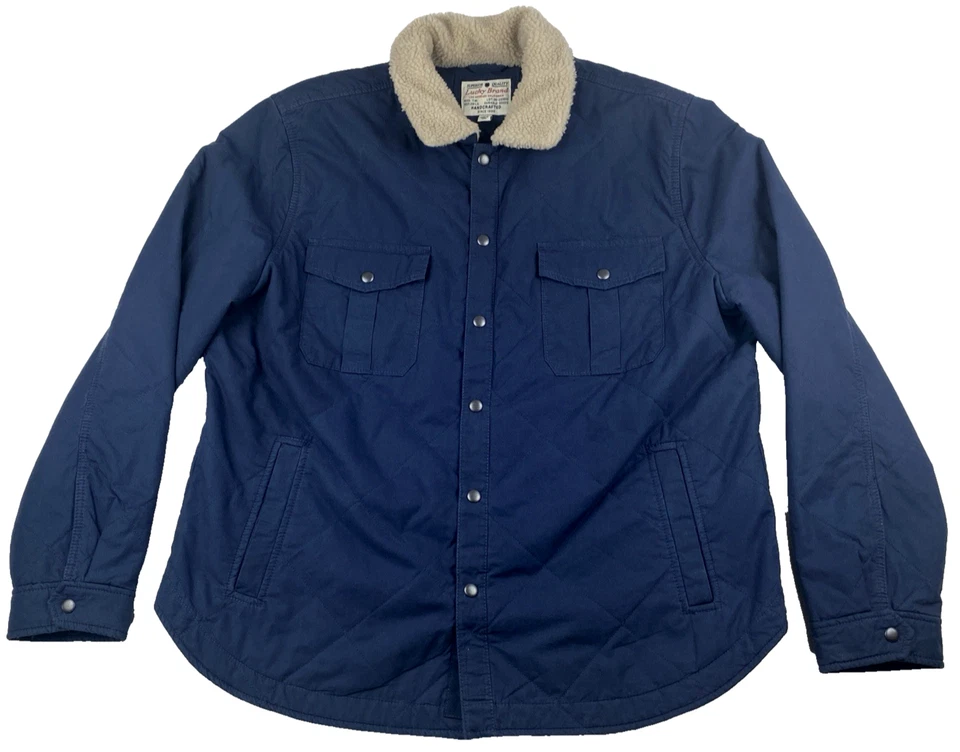 Chaqueta Lucky Brand XXL Para Hombres Tareas Abrigo de Granero Sherpa Forrado Cuello Azul Marino Utilidad Foto 2 de 4