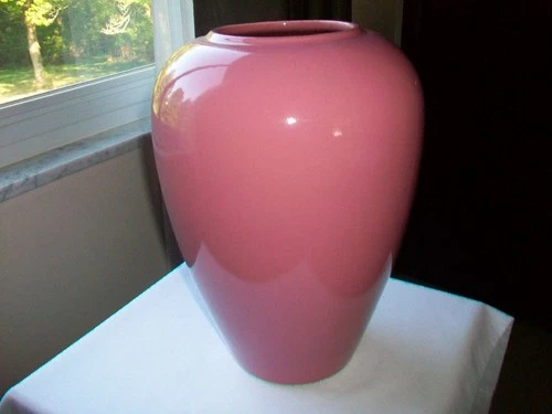 VINTAGE MCCOY FLORALINE FINEFORMS DARK MAUVE 12" TEMPLE VASE DECO