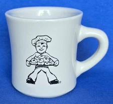 Dawn Donuts restaurantware mug w/ baker boy logo, 1.25 lbs no chips or fleabites