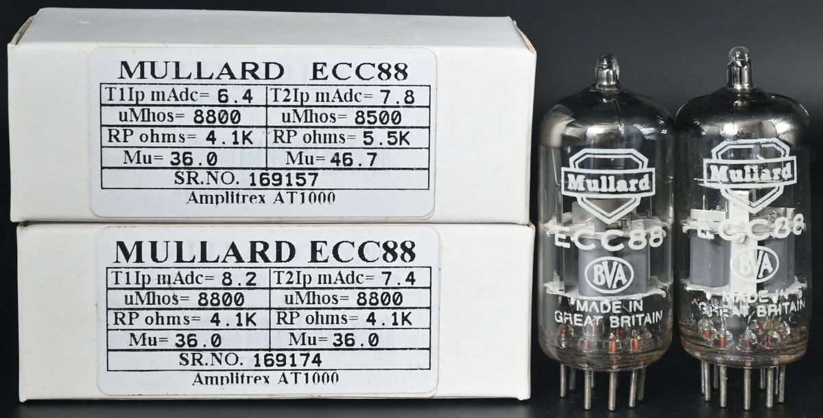 2 Tubes Mullard ECC88 / 6DJ8, Valvules Préampli, Vintage Blackburn, Testées