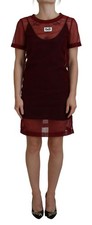 Dolce & Gabbana Maroon Nylon Two Layer Shift Mini Women's Dress Authentic