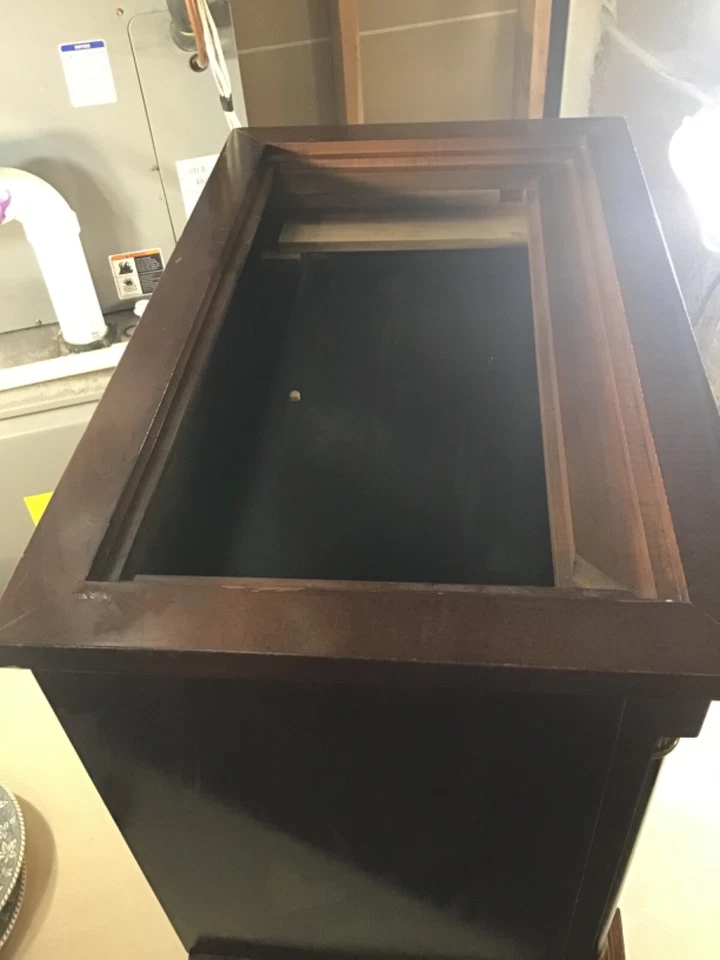 Ethan Allen Side End Night Table With Marble Top Vintage Brown/Black - Image 2 of 4