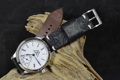MA WATCH STRAP 22 20 18 MM HISPANO I BLACK GENUINE CALF VINTAGE LEATHER BAND