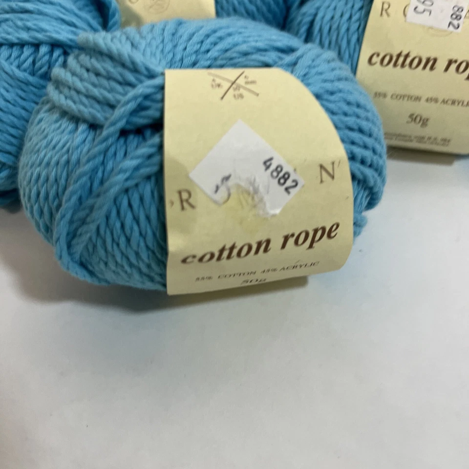 6 Skeins ROWAN Cotton Rope Aran Weight Cotton Blend Yarn, Turquoise 064 50g Lot - Image 2 of 4