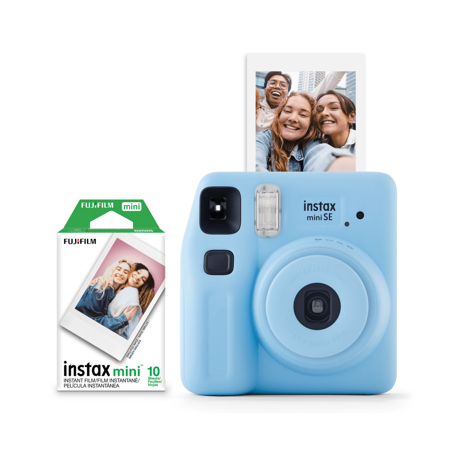 Fujifilm Instax Mini SE Instant Camera with 10 Free Mini Film Pack in Light Blue