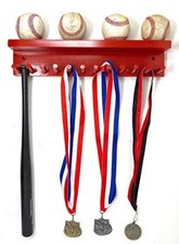 Baseball Bat Rack Holder Wall Mount Holds 11 Mini Collectible Bats 4 Balls Award