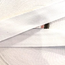 25mm White Herringbone Cotton Webbing Tape Sew Strap Bag Trim X 2 Mtrs