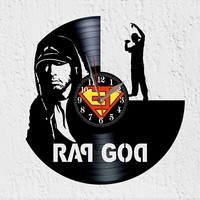 Vinyl Schallplatten Wanduhr Silhouette Rapper Musik Deko KöNig Des Rap