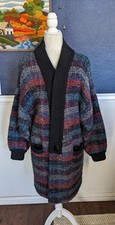 VTG 1970s Leroy Knitwear Striped Button Chunky Knit Cardigan Sweater Sz Large L