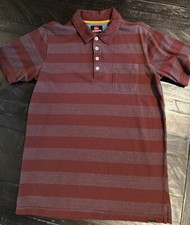 Quicksilver Polo Shirt Men s Large Burgundy Striped Surf Skateboarding