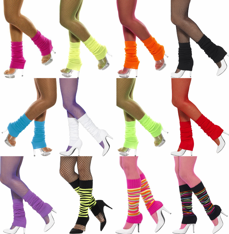 ADULT NEON LEG WARMERS 80S WORKOUT AEROBICS COSTUME LEGWARMERS DANCER