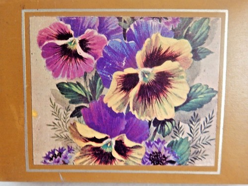 Recipe Card Box Flowers Floral Pansy Pansies Vintage Mid Century Kitchen Decor - Picture 4 of 5