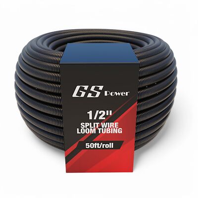 Wire Loom 1/2 Inch x 50 Ft Split Cable Sleeves Electrical Wires High Temp