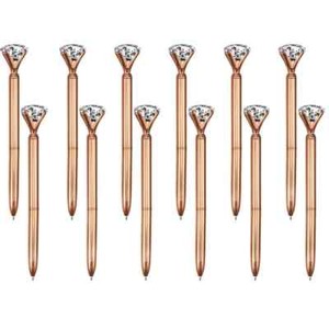 Big-Crystal-Diamond-Rose-Gold-Ballpoint-Pen-Black-Ink