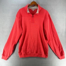 Cutter & Buck Mens Sweater Large Orange Long Sleeve Quarter Zip Dad Golf Sports