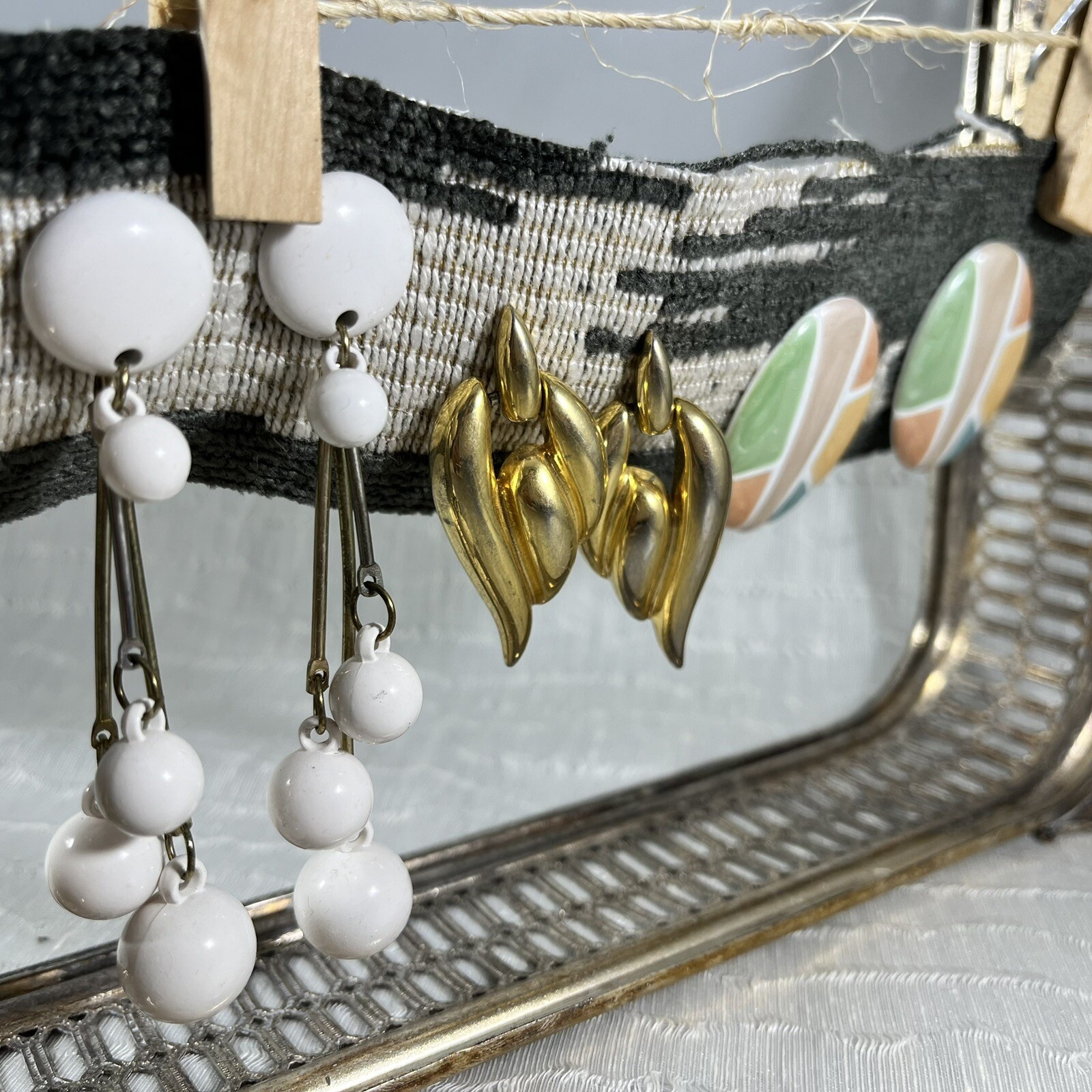 Neutral Toned Dramatic Statement Earrings-Vintage… - image 5