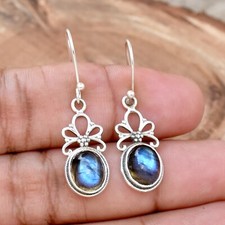 Blue Labradorite Earring 925 Sterling Silver Gemstone Earring Gift For Her