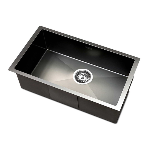Cefito 450x300mm Stainless Steel Sink Single Wash Basin Bowl Utility Mount Black - Picture 4 of 13