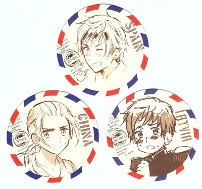 3 pcs coaster card Hetalia Axis Powers anime Spain China Latvia