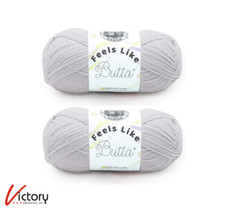 NEW Lion Brand Feels Like Butta Yarn 2-PACK  Pale Grey 215-149  218 yds Each