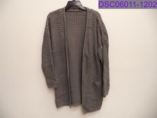 Women's Small Open Front Pocketed Waffle Cardigan Gray LY2027