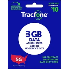 TracFone 3GB Data, Digital Direct Same/Next Day Refill, Phone Number Required