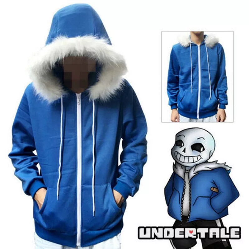 Game Undertale Sans Hoodie Sweatshirt Hooded Zipper Jacket Coat Cosplay  Costume