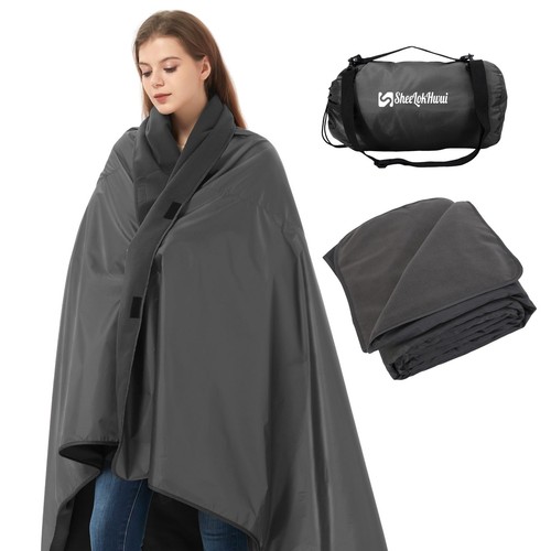 4-in-1 Outdoor Blanket, 81"x57", Fleece Camping Blanket, Waterproof, Windproof