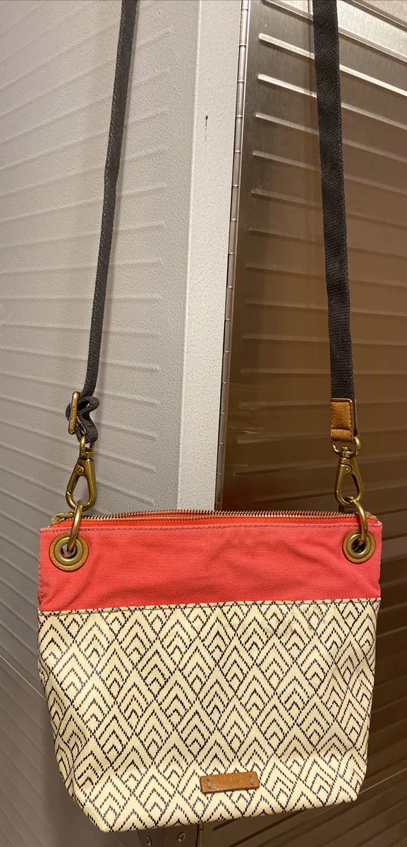 FOSSIL KEELY COATED CANVAS DIAMOND PRINTS CROSSBODY BAG