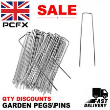 METAL GROUND GARDEN PINS WEED BARRIER MEMBRANE FABRIC HOOK PEGS STAPLES U PINS