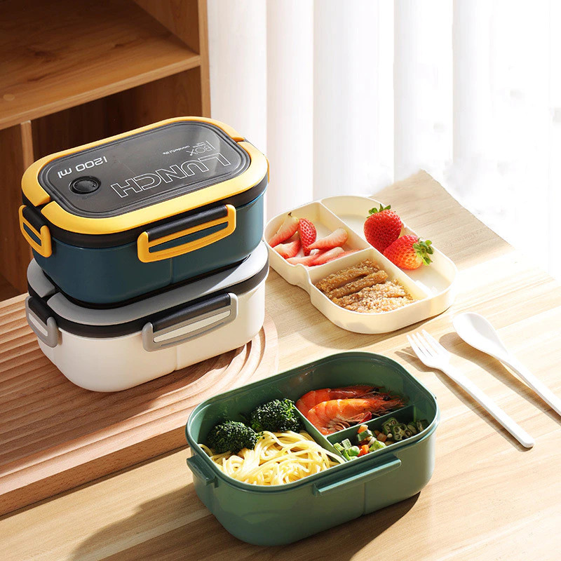 Portable Air-Tight Lunchbox Eco-Friendly Double Compartment Food