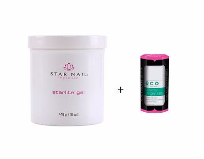 STAR NAIL STARLITE GEL Thick clear 16 OZ(448 oz) plus ECO UV GEL SEAL 0.5 OZ